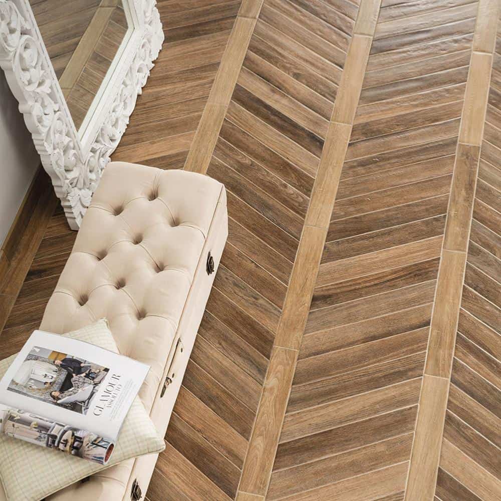 rondine vintage chevron 7 5x40 7 brune dore carrelage imitation parquet veri