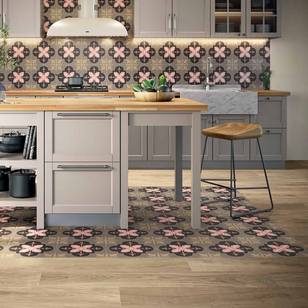 carrelage cuisine vintage carreaux de ciment 15x15 violet day carmen z 1