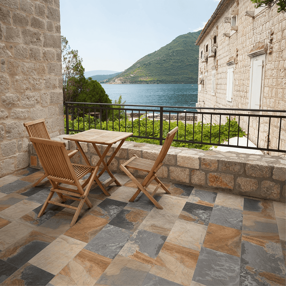 carrelage terrasse pierre de bali ocre 33x67 bierzo mix keros stock affaires