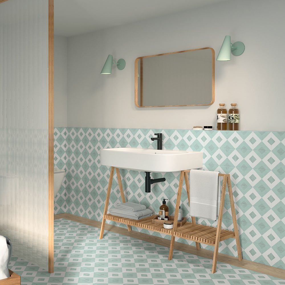 carrelage salle de bain scandinave bleu clair carreaux de ciement 15x15 brianna acqua carmen