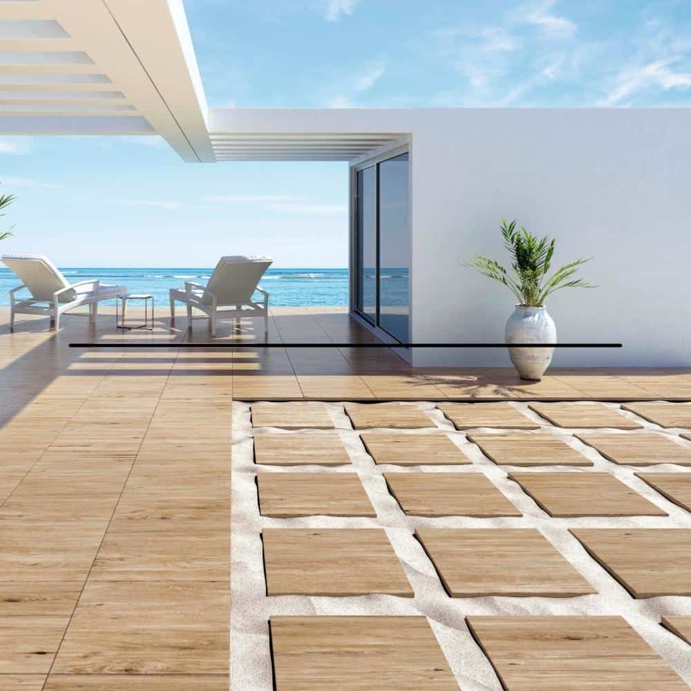 Dalle 2 cm terrasse bois extérieur 60x60 Natural Grip C3 Rectifié, Balau STN - Stock
