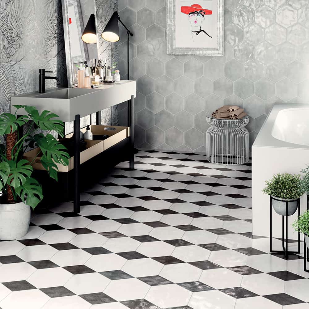 cir materia prima 137x24 black storm carrelage losange noir blanc salle de bain