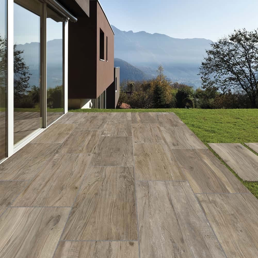 dalle 2cm sur plots effet bois rondine hard ans soft brown