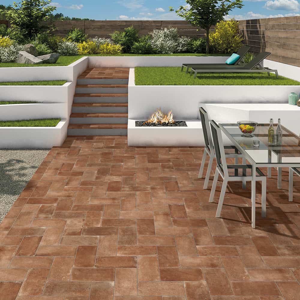 Carrelage extérieur imitation terre cuite 20x40 Rosso Antislip Naturel, Etruria Valsecchia