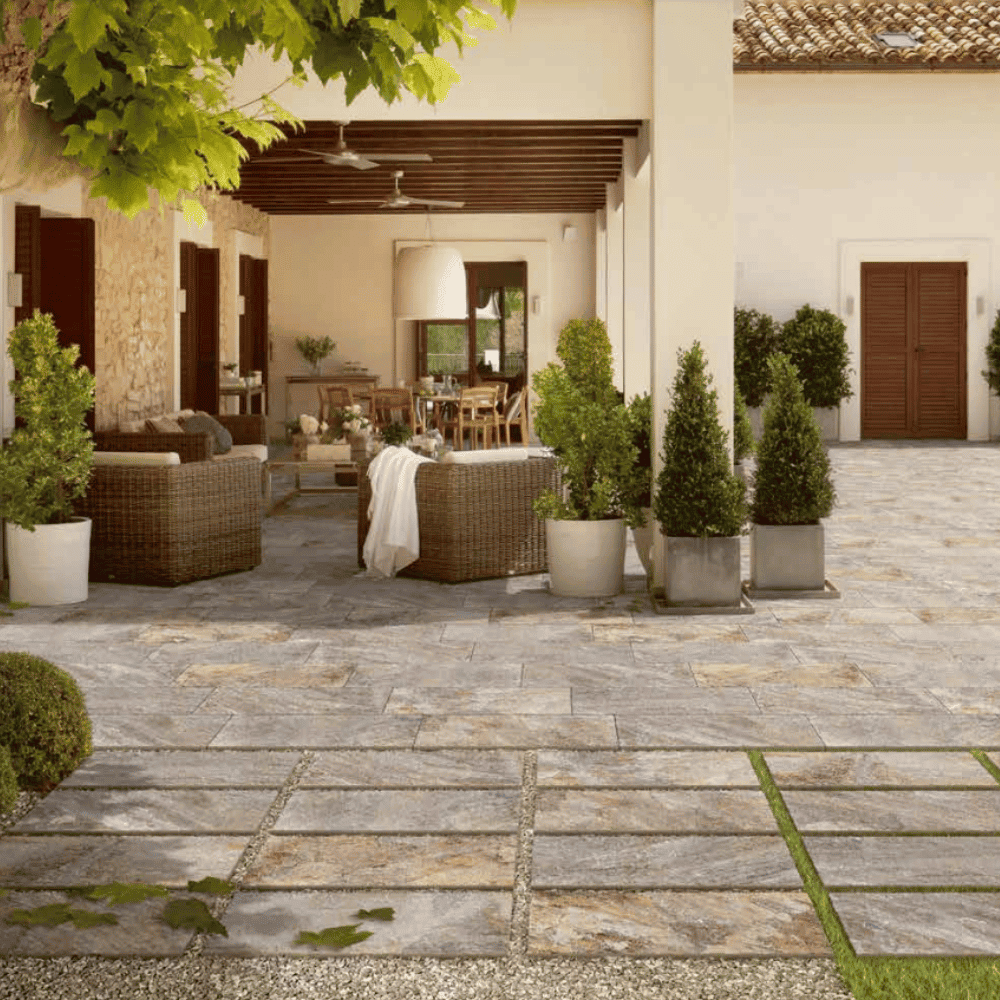 Carrelage Exterieur effet Pierre 30 x 60 cm Antiderapant Aredesia mix Stone du monde Pastorelli