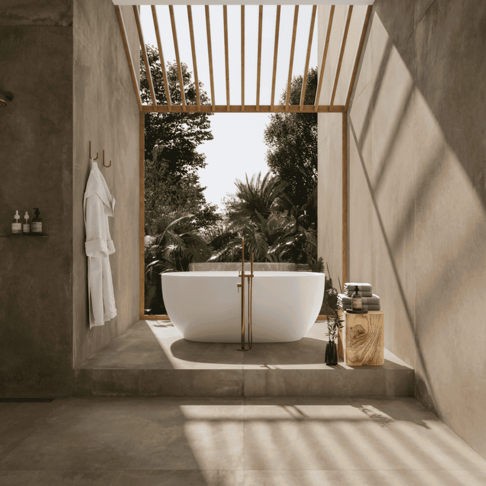 Carrelage salle de bain Interieur effet Beton Mat taupe Azuma.up Imola