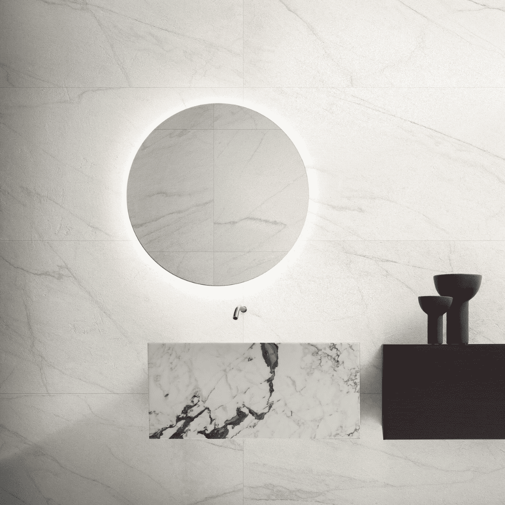 Carrelage Intérieur imitation parquet 90 x 90 cm Mat White Couvet Marble Mykonos (4)
