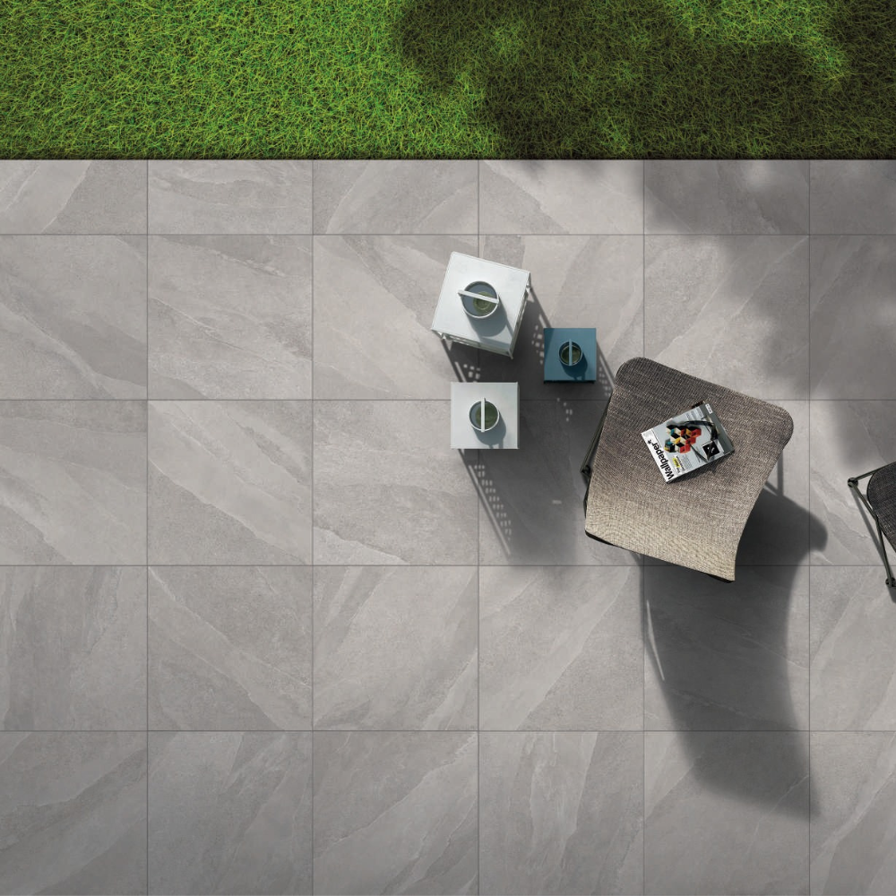 Carrelage Extérieur effet Pierre Gris 60 x 60 cm Antidérapant Geo Ethos Capri