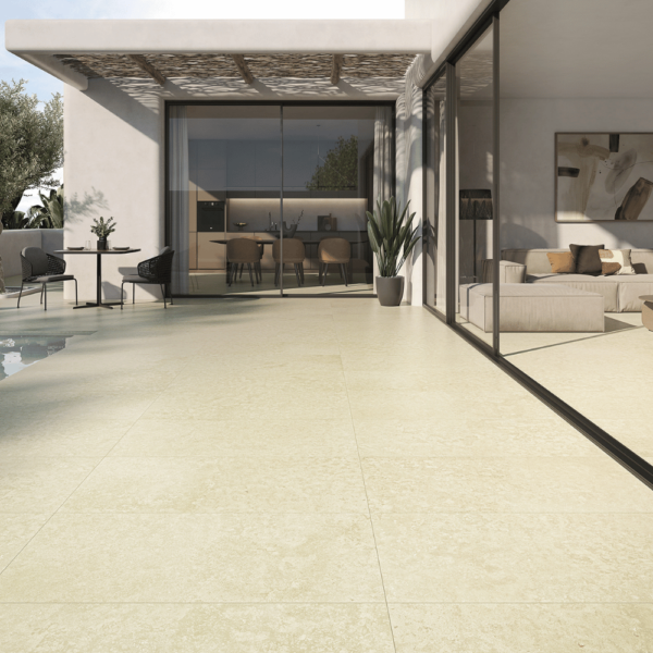 Carrelage Extérieur effet Travertin Beige 60 x 120 cm Antidérapant Denizli Denizli La Platera (2)