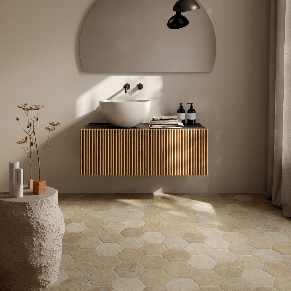 Carrelage Hexagonal effet Terre cuite Beige 15,8 x 18,3 Mat Terra di pienza Cotto del campiano Cir