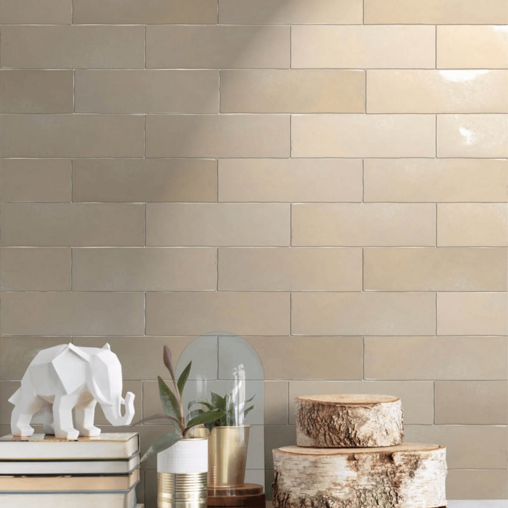 Carrelage Mural effet Zellige Beige 6,2 × 20,2 cm Poli brillant Tantan Beige Marrakesh Nanda Tiles (3)