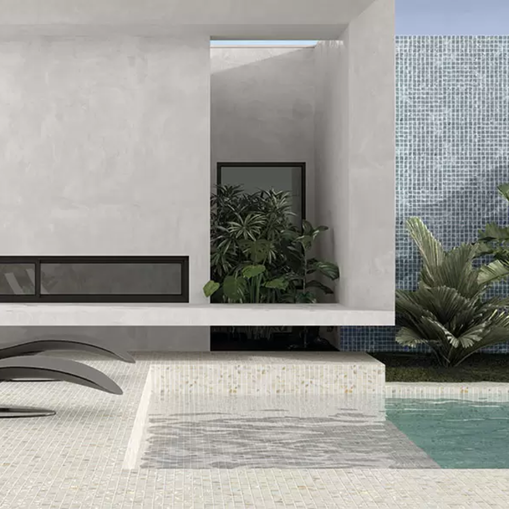 Mosaique Piscine effet Marbre Blanc 3,8 x 3,8 Poli brillant Marfil Oasis Vidrepur (3)