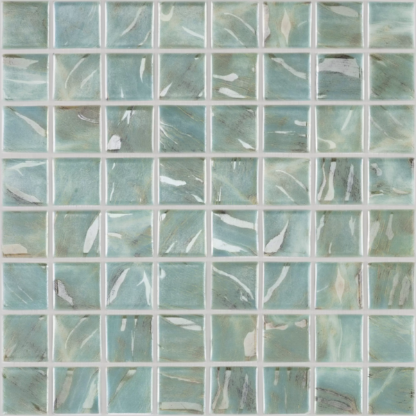 Mosaique Piscine effet Marbre Vert 3,8 x 3,8 Poli brillant Turquoise Oasis Vidrepur