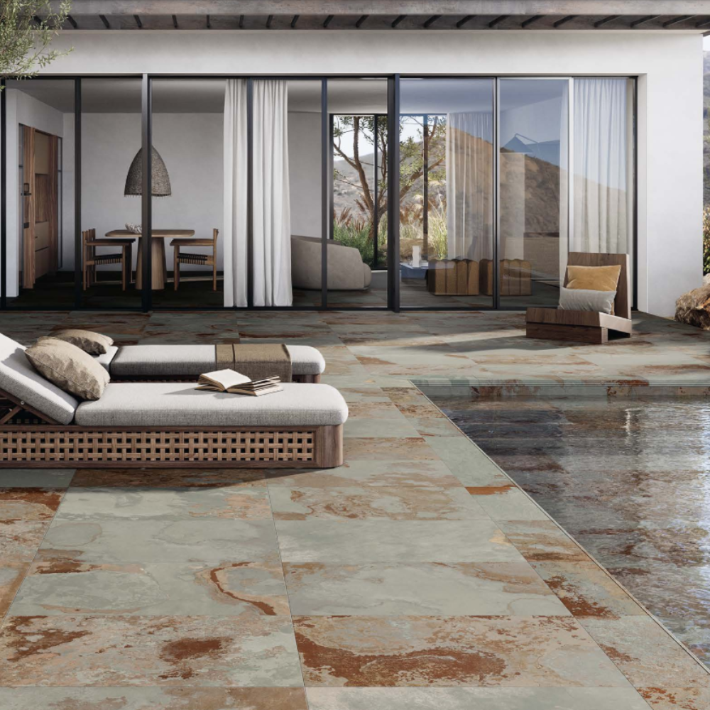 Carrelage Extérieur effet Pierre de Bali 60,4 x 90,6 cm Antidérapant Light Green Bali Coem