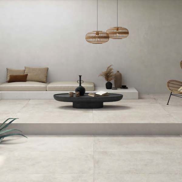 Carrelage Intérieur imitation Béton Blanc 60 x 60 cm Mat White Open Air Ascot