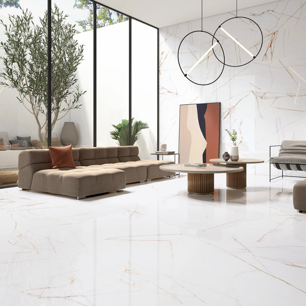 Carrelage Intérieur imitation Marbre Blanc 120 x 120 cm Poli brillant White Melbourne ITT (3)