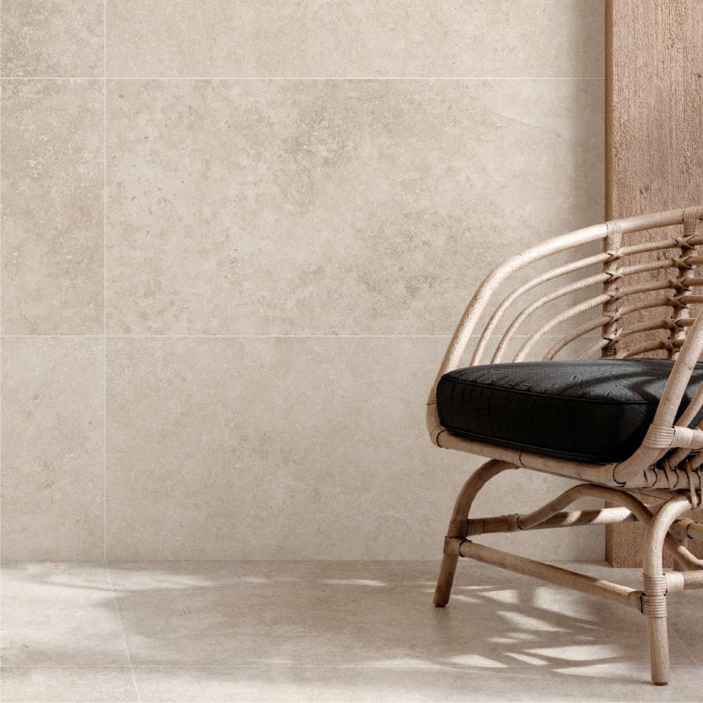 Carrelage Intérieur imitation Travertin Beige 60 x 120 cm Mat Sand Crosscut Mykonos