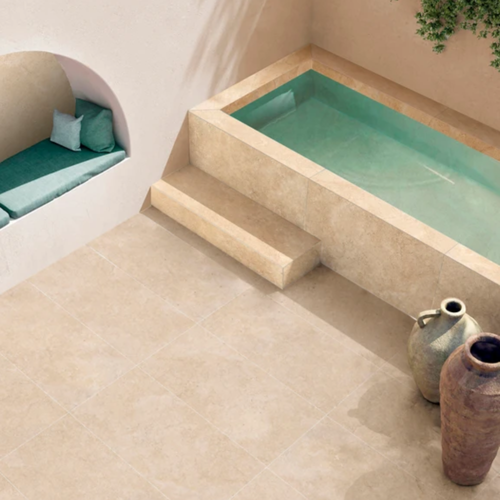 Carrelage Extérieur imitation Pierre Beige 90 x 90 cm Antidérapant Avana Oasi Savoia