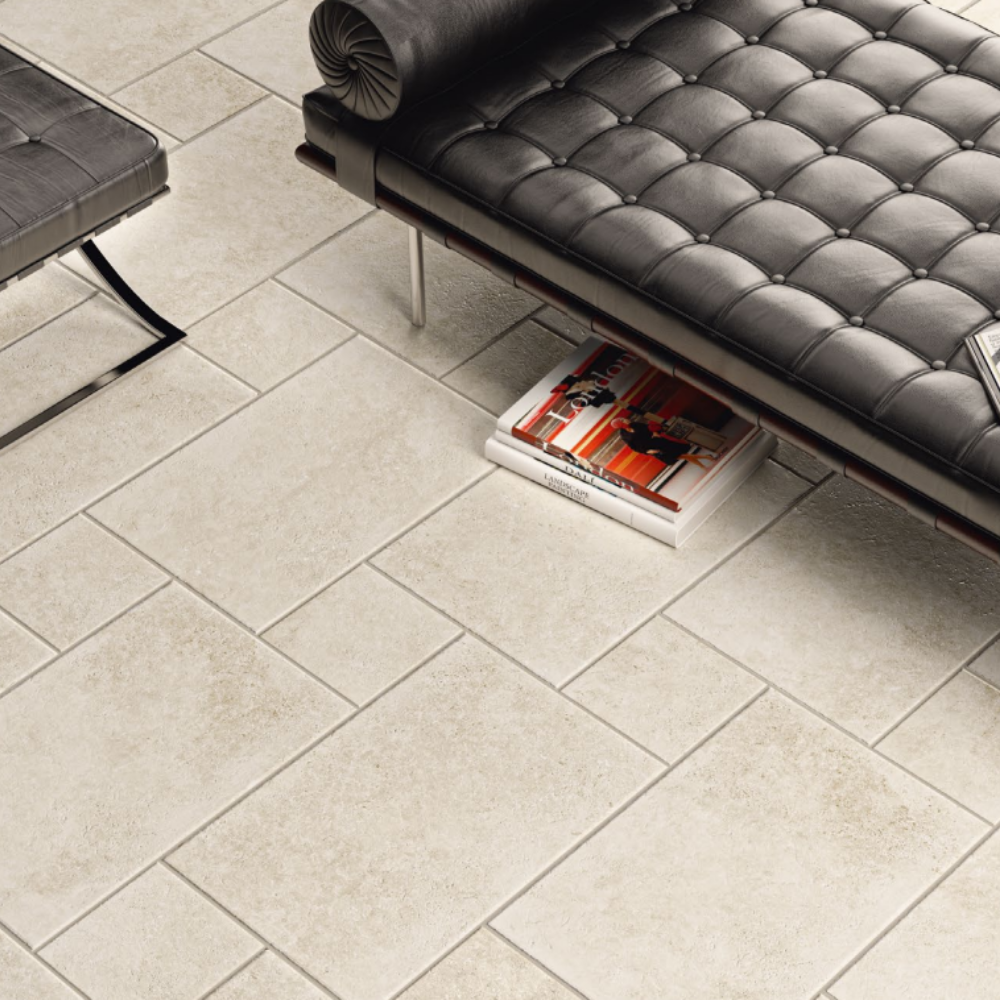 Carrelage Interieur effet Travertin Blanc 60 x 120 cm Mat Ivory Dea Idea