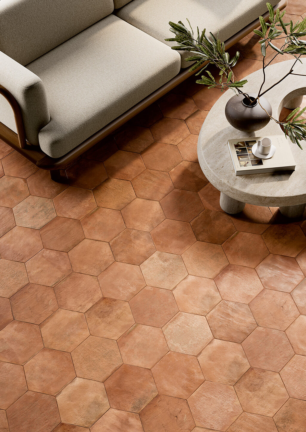Carrelage effet Terre cuite Hexagonal